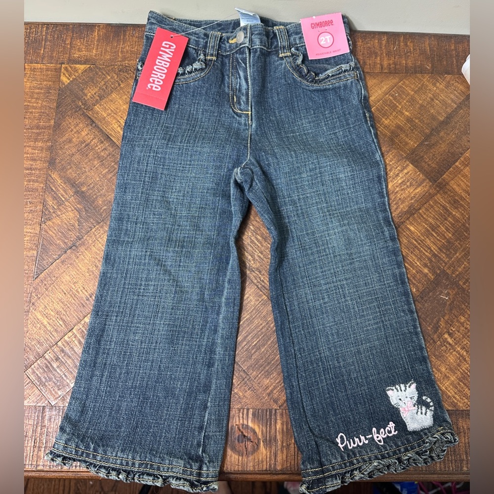 NWT Gymboree 2T Gray Kitty‎ Cat Purr-fact Denim Jeans